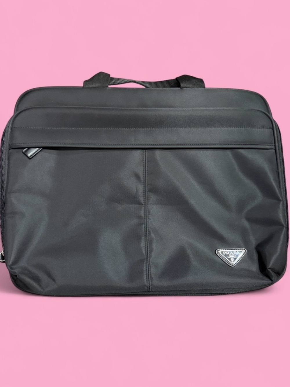 Prada Black Nylon Laptop Briefcase Business Bag w/ Strap & Sleeve